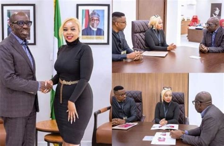 
Diana beams with joy as she meets with the Governor of Edo State 