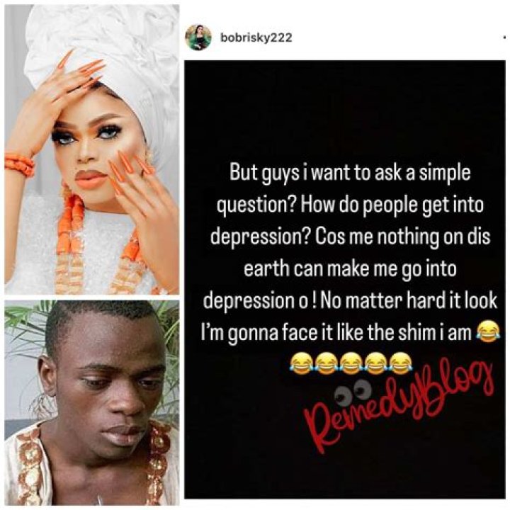 
“Nothing can make me go into depression” Bobrisky brags about his emotional strength as netizens troll his identity 