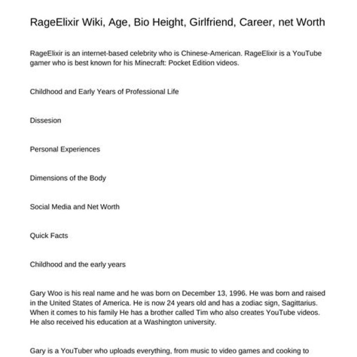 RageElixir Height, Weight, Net Worth, Age, Birthday, Wikipedia, Who, Nationality, Biography