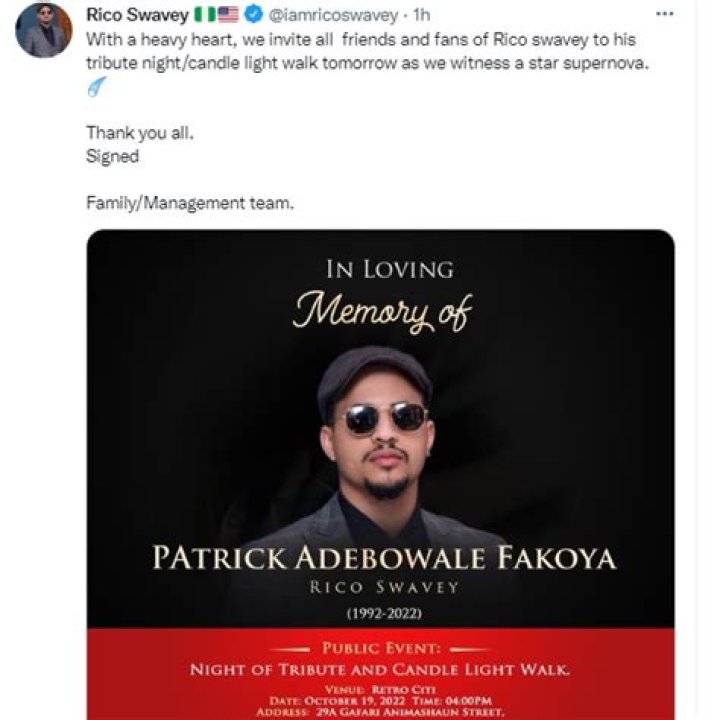 
Rico Swavey, A Reality Television Star, Has Died. 