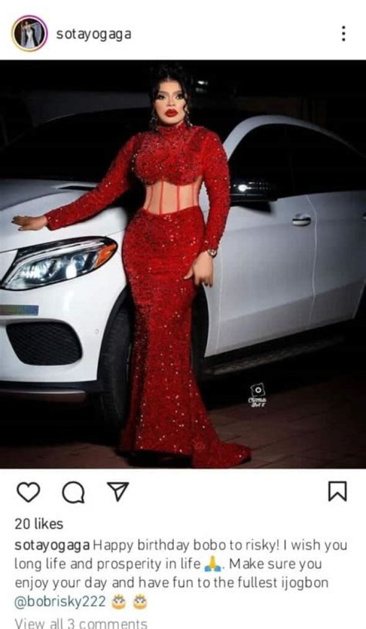 
Sotaya Gaga Sweetly Celebrates Bobrisky As He Clocks 31 