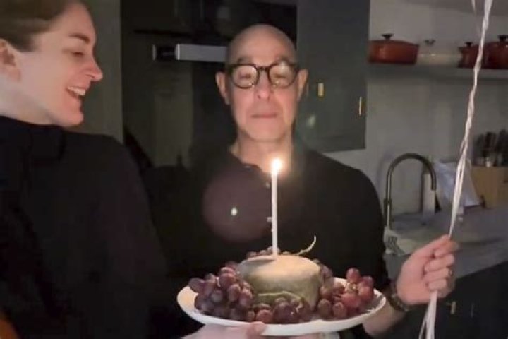 
Stanley Tucci Celebrates Turning 62 with a Wheel of Cheese Instead of a Birthday Cake 
