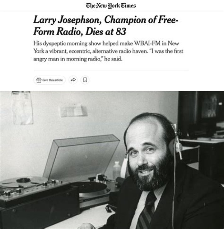 
Who Is WBAI Radio Producer Larry Josephson? Cause Of Death And More 
