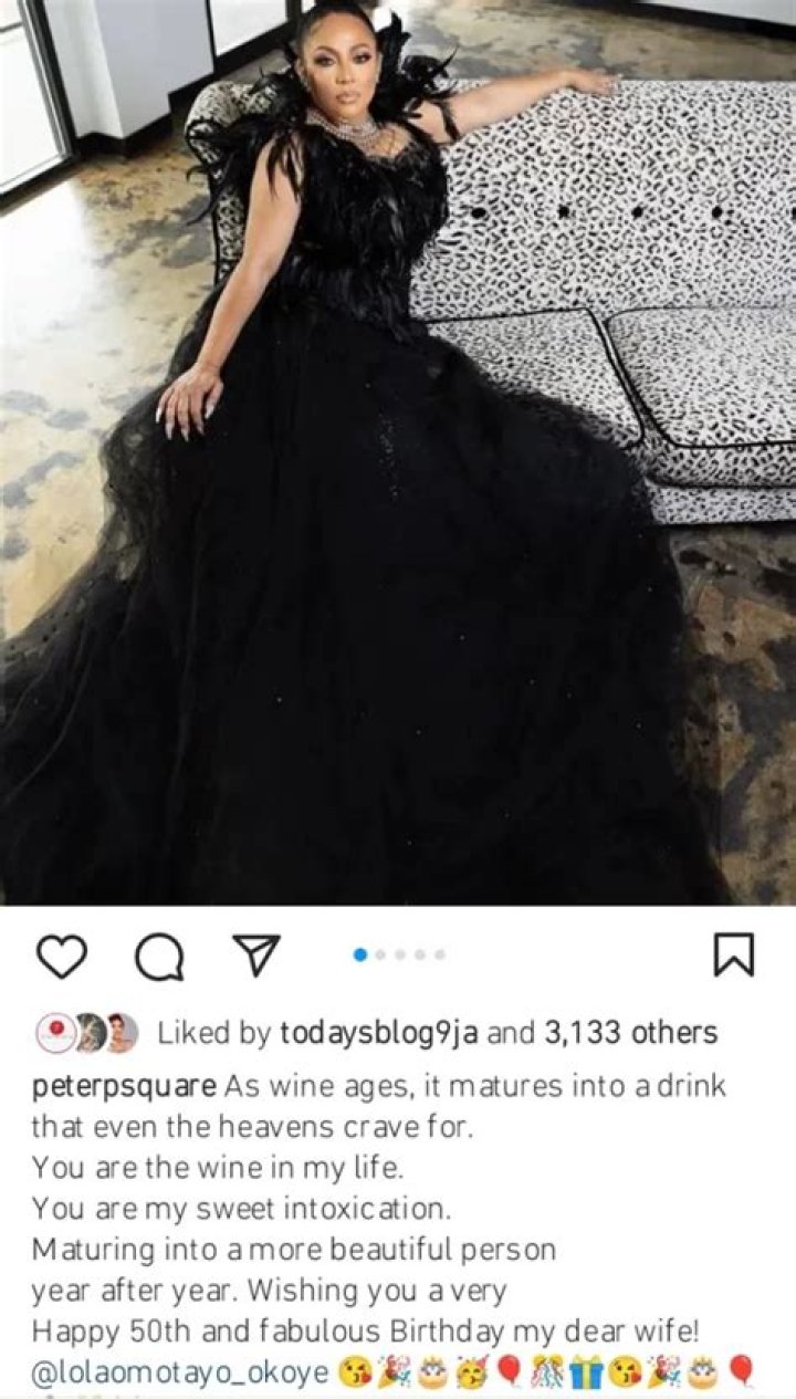
“You Have Matured Into A Drink That Heaven Craves For…”- Peter Okoye Celebrates Wife Lola As She Clocks 50 
